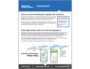 Product Sheet: SMS Marketing List Sign-Up with SmartJoin